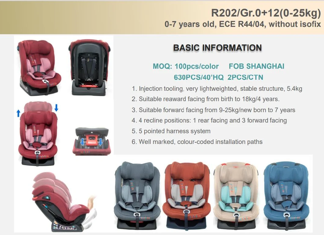 OEM/ODM 0-7years/0-25kg ECE R44/04 Infant/Baby/Child Car Safety Seat with General Connector