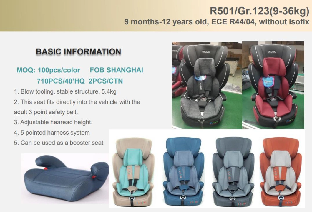 China OEM/ODM Gr. 123 (9-36kgs) Front-Facing Adjustable Infant/Child/ Baby Car Safety Seat with ECE R44/04