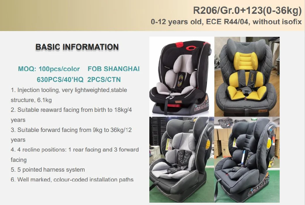 OEM/ODM 0-7years/0-25kg ECE R44/04 Infant/Baby/Child Car Safety Seat with General Connector
